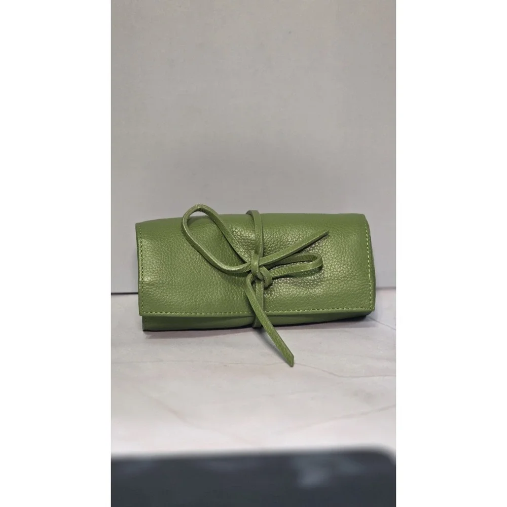 Rowallan Leather Jewelery Travel Case Olive Green With Tie For Travel